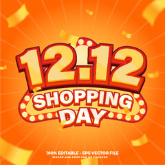 1212 Shopping day deals social media template with text effect
