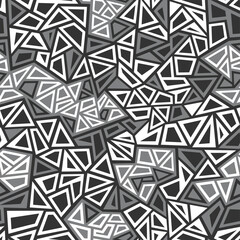 Geometric texture seamless pattern with triangles and polygpnal shapes. Abstract modern camo endless digital ornament for fabric and fashion textile print. Vector background.
