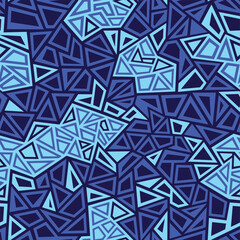 Geometric texture seamless pattern with triangles and polygpnal shapes. Abstract modern camo endless digital ornament for fabric and fashion textile print. Vector background.