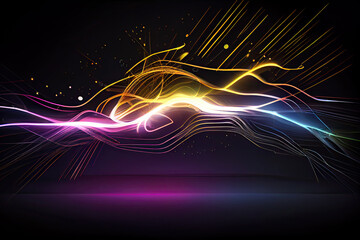 Abstract pattern formed by flow of glowing colorful curves.
