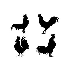 Rooster Silhouette On Premium Vector