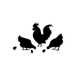 Rooster Silhouette On Premium Vector