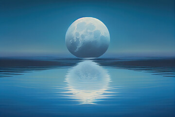The moon and its reflection on the water.