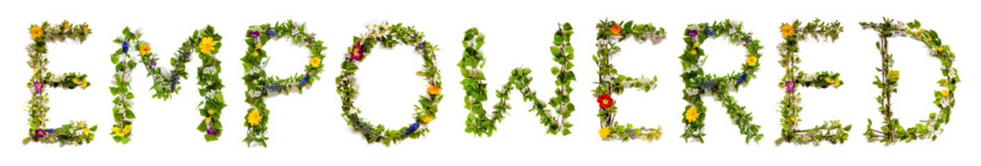 Blooming Flower Letters Building English Word Empowered