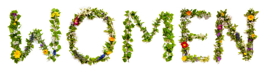 Blooming Flower Letters Building English Word Women