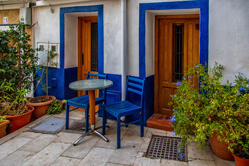 l historic old colorful houses Barrio Santa Cruz Alicante Spain on a sunny day