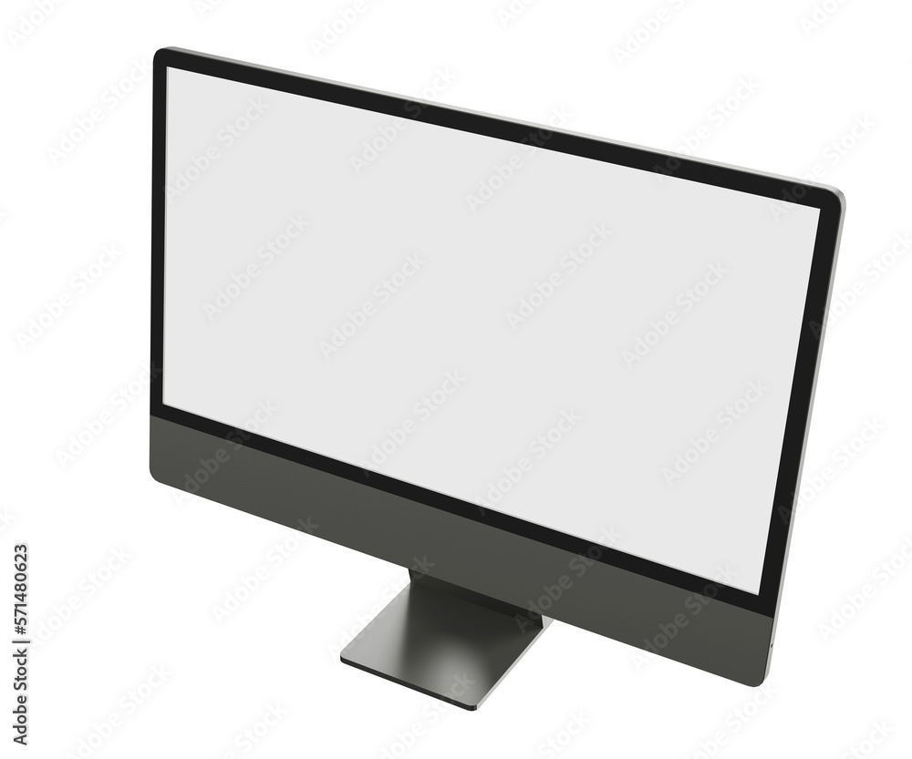 Poster computer monitor blank screen mockup, 3d rendering