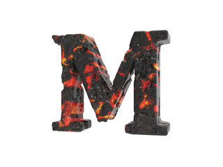 letter M lava rendered 3D fire