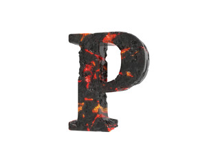 letter P lava rendered 3D fire