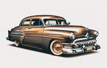 Painting of a Brown 1940s Buick Eight Special Sedan on white background