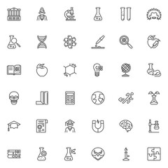 Science and education line icons set