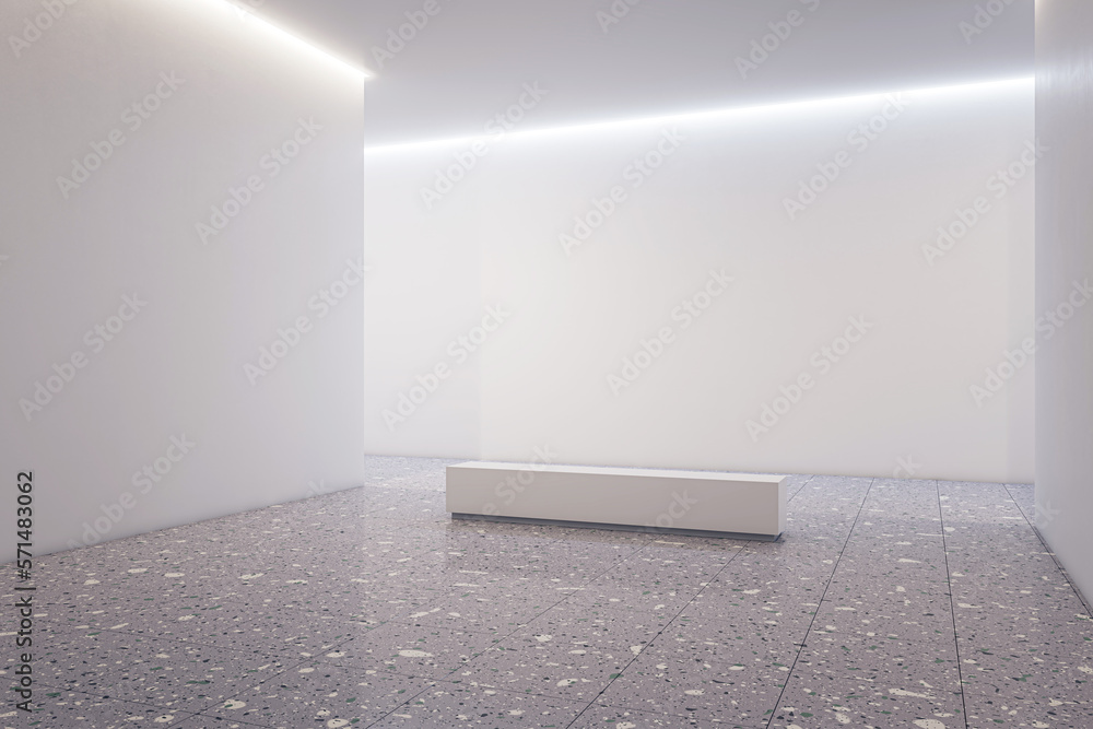 Poster perspective view on blank light wall background with place for advertising poster or product present