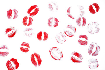 three red hearts view flatlay on pink background