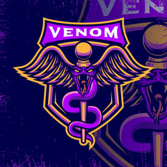Venom and snake Mascot Esport Logo for streamer