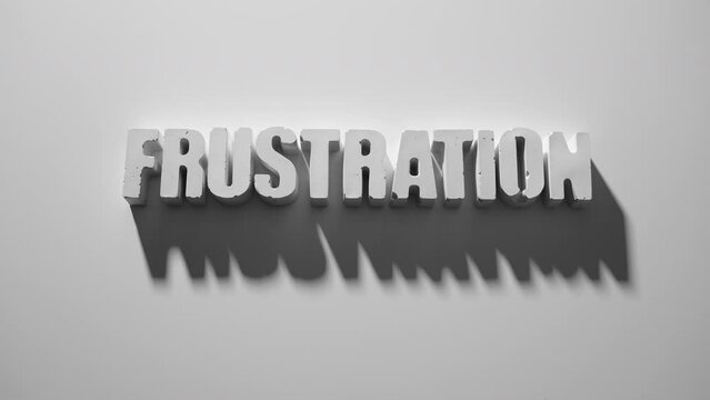concrete letters series of different frustrating words, top view
