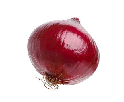 Raw red onion, transparent background, close up