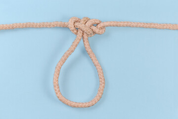 Rope knot Span loop on a blue background