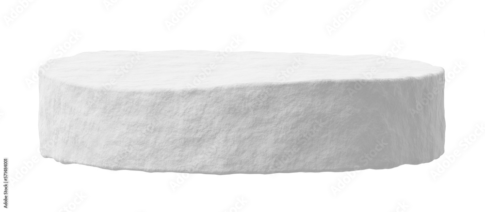 Aufkleber White stone podium platform stage isolated on png background of empty product stand advertising object scene display blank show rock presentation cosmetic beauty concept and minimal nature pedestal.