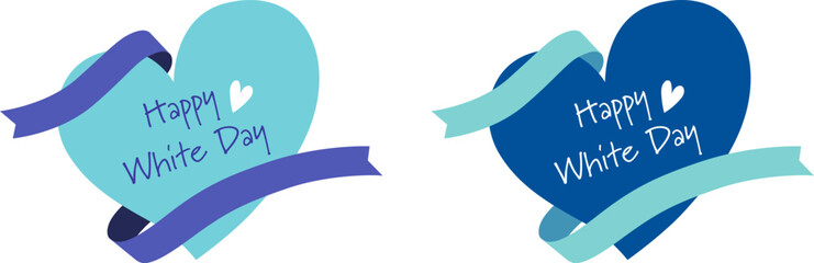 ホワイトデーのハートとリボンのデザイン　装飾素材