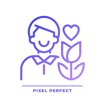 Lover pixel perfect gradient linear vector icon. Creating relationship. Emotional person. Psychoanalytic theory. Thin line color symbol. Modern style pictogram. Vector isolated outline drawing