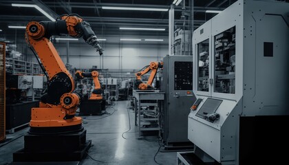 Robotic Arm Assembly Line. A vision of the future of manufacturing | generative AI
