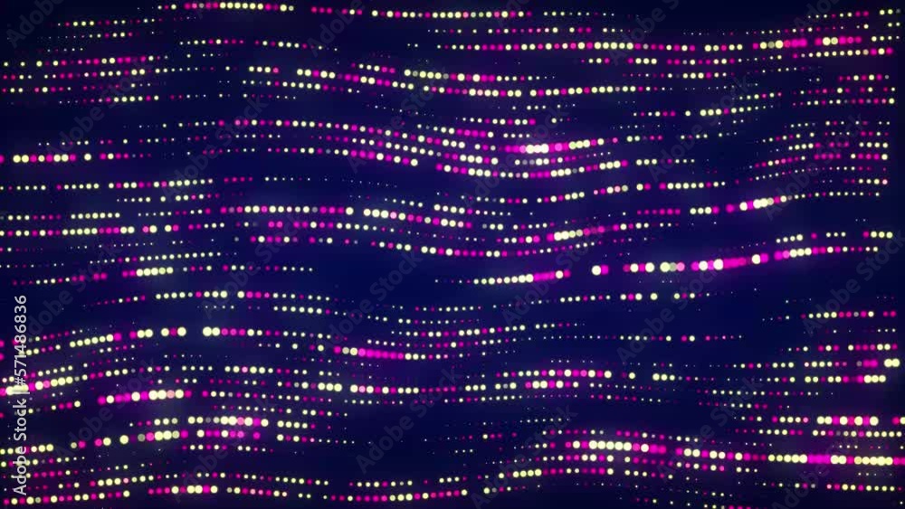 Poster flow of shiny shimmering particles. glowing dynamic halftone sound wave. 3d rendering.