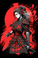 Angry samurai queen. Generative AI
