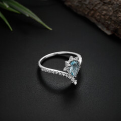 Blue Topaz and Diamond Ring