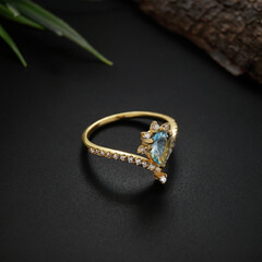 Blue Topaz and Diamond Ring