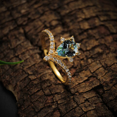 Blue Topaz and Diamond Ring