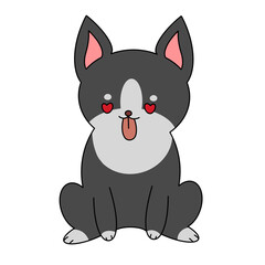 Dog valentine color illustration.