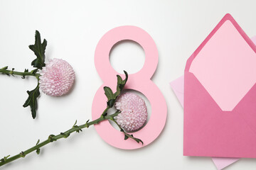 Concept of 8 march, Women day, top view