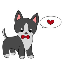 Dog valentine color illustration.