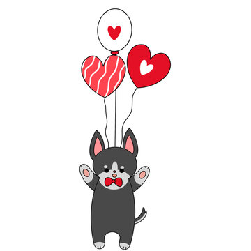 Dog valentine color illustration.