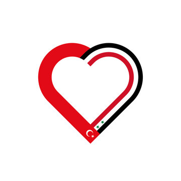recommend clip art: unity concept. heart ribbon icon of turkey and syria flags. transparent png background