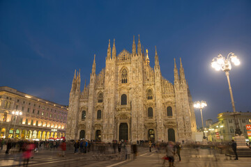 Fototapeta na wymiar Cathedral in Dusk in City of Milan, Lombardy, Italy.