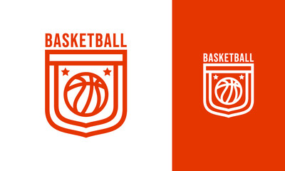 Simple basketball logo with shield and ball