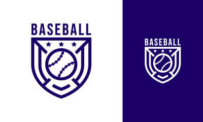 Simple baseball logo with shield and ball