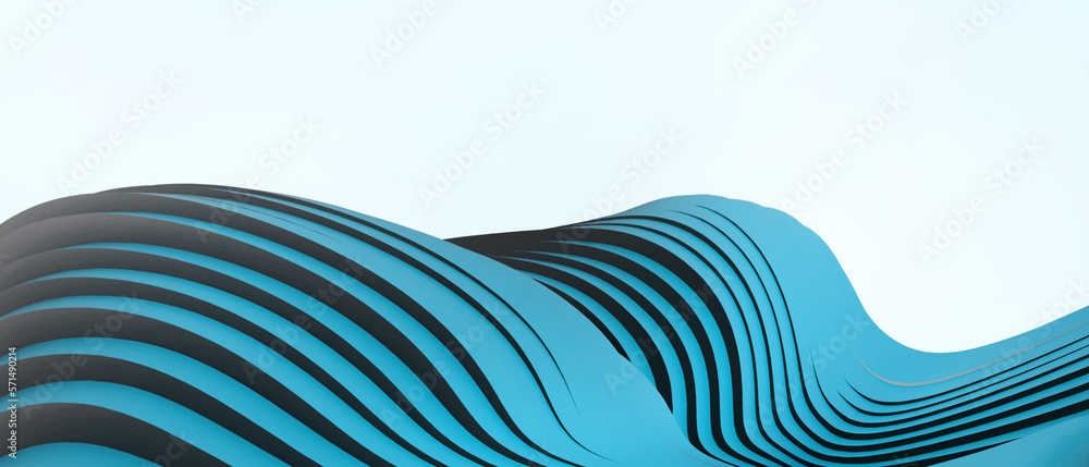Poster creative idea. curve wave background and futuristic origami paper cut for technology innovation with