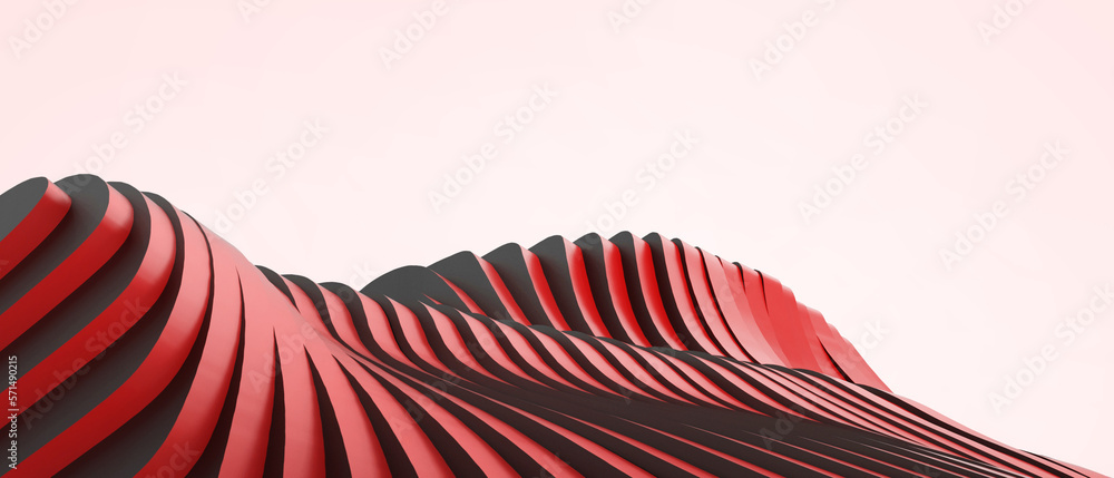 Poster creative idea. curve background and futuristic origami paper cut for development concept on red. cop