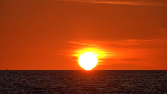 sunset over the sea. Panorama twilight golden, orange colorful dramatic sky.	