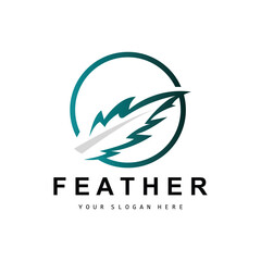 Feather Logo, Animal Wing Design, Vector Icon Template Simple