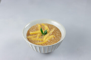 Bubur Pengat Nangka. Malaysian dessert for break fasting, made from Jack Fruit, sago pearl and coconut milk.