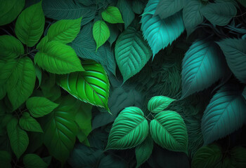 green leaves background created with Generative AI technology