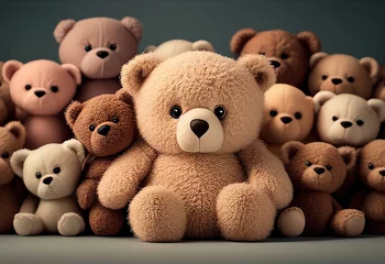 Fotobehang group of teddy bears created with Generative AI technology © Robert Herhold