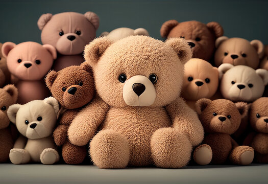 group of teddy bears created with Generative AI technology