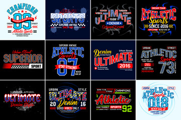 set of urban sports vector illustration labels, badges, typography design, t Shirt print - 571493077