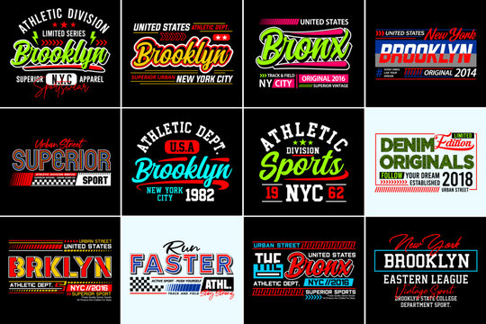Collection of urban style vector illustration, labels, badges, typography design, t Shirt print