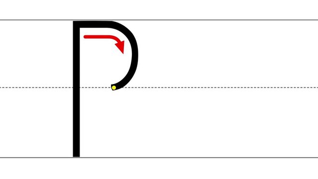 How to write uppercase and lowercase letter B. Animated tutorial for learning writing English alphabet. Indication of sequence, direction of movement. Tracing letters for children on white background