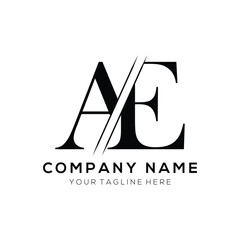 AE letter logo design template elements. AE letter vector logo.